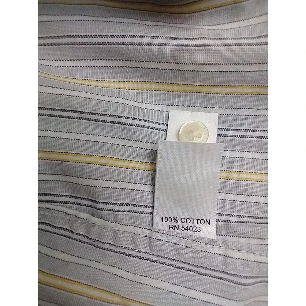 Banana Republic Classic Fit Men's 16-16.5 Large Yellow Gray Stripe Shirt‎